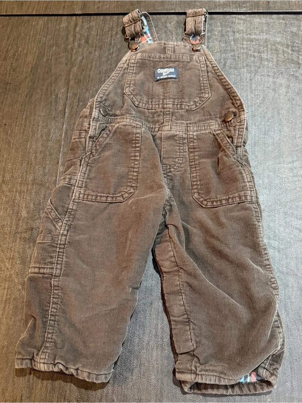 OshKosh B'gosh Brown Vestbak Corduroy Overalls Sz 12M